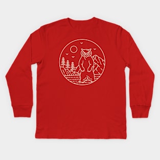 Owlbear Forest Monoline Kids Long Sleeve T-Shirt